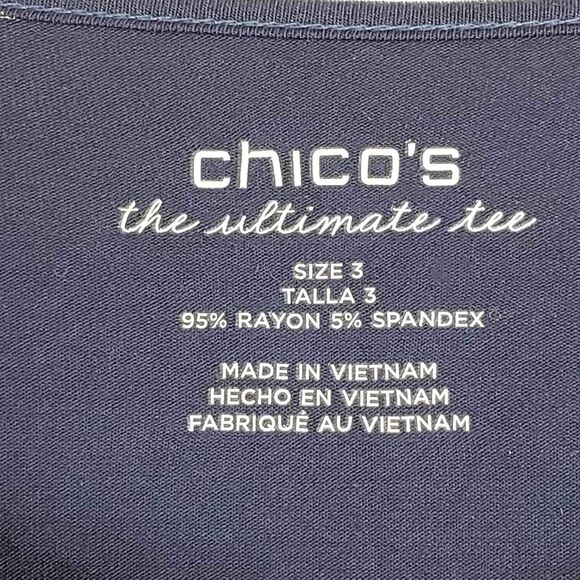 Chicos Shirt Ultimate Tee Womens Size 3 US XL Navy Blue Long Sleeve Polka Dot - Picture 7 of 10